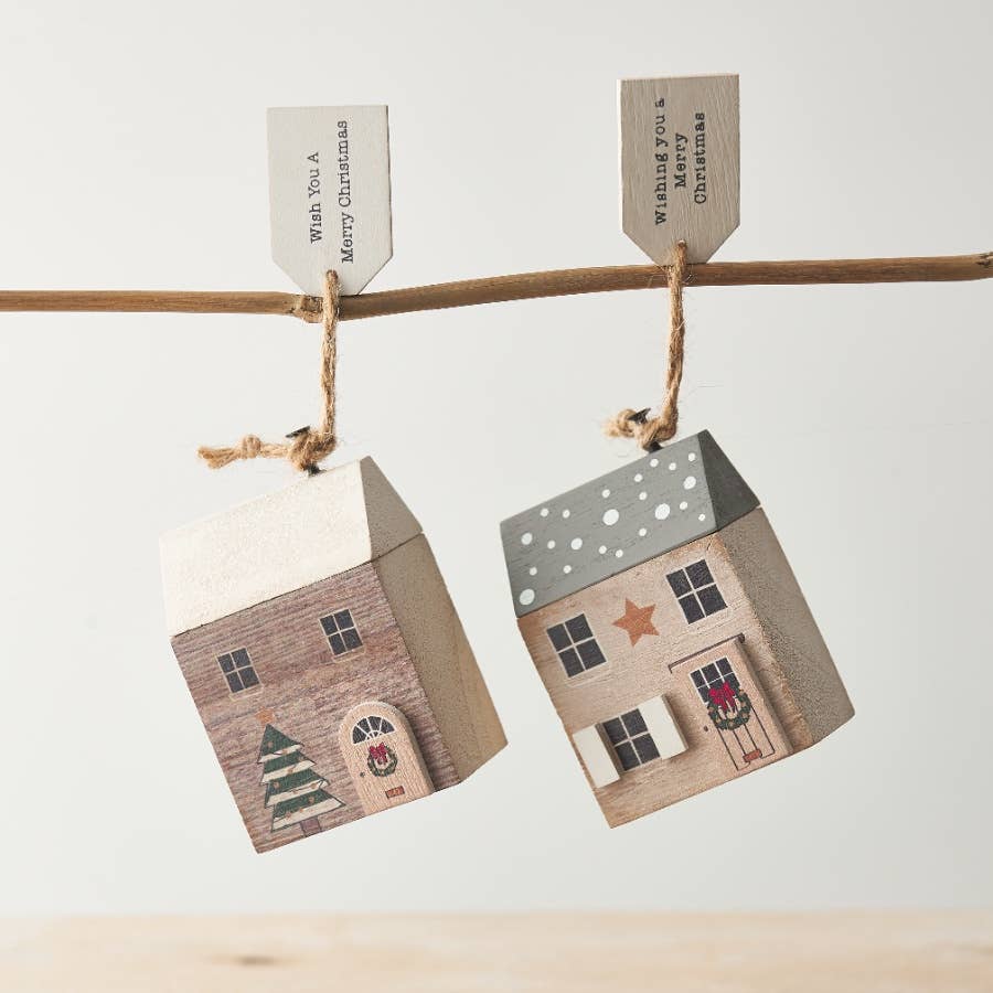Merry Christmas wooden house deco 5*3.5*8cm
