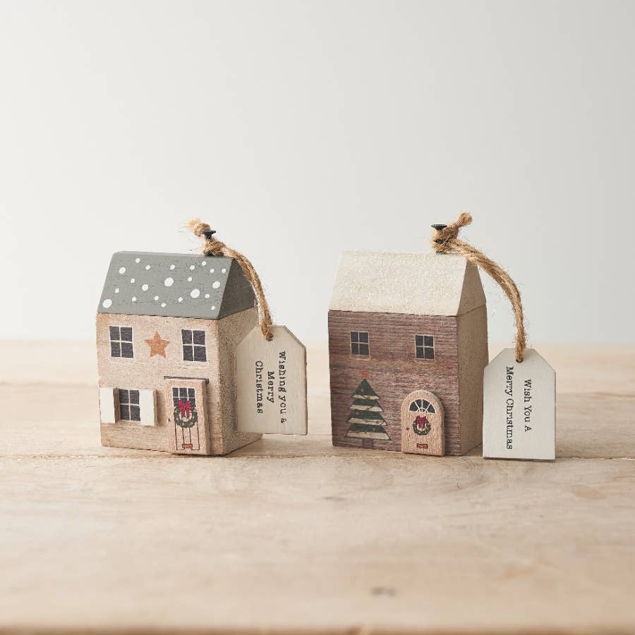 Merry Christmas wooden house deco 5*3.5*8cm